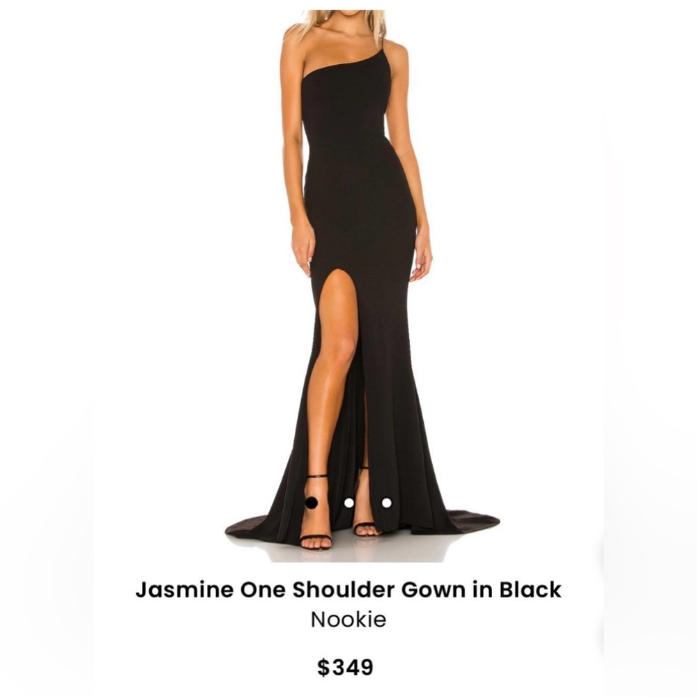 Revolve Jasmine One Shoulder Gown in Black